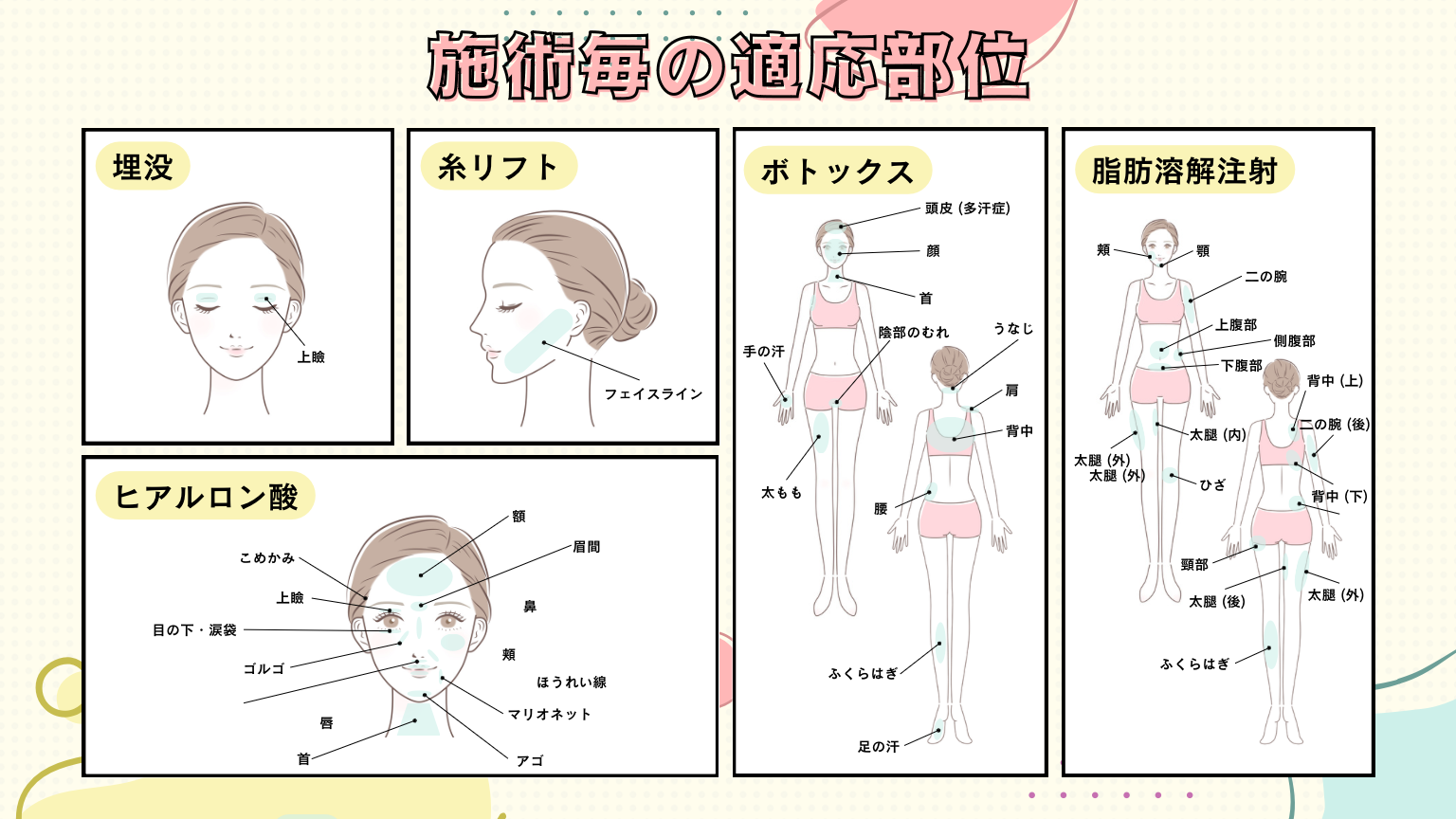 施術毎の適応部位